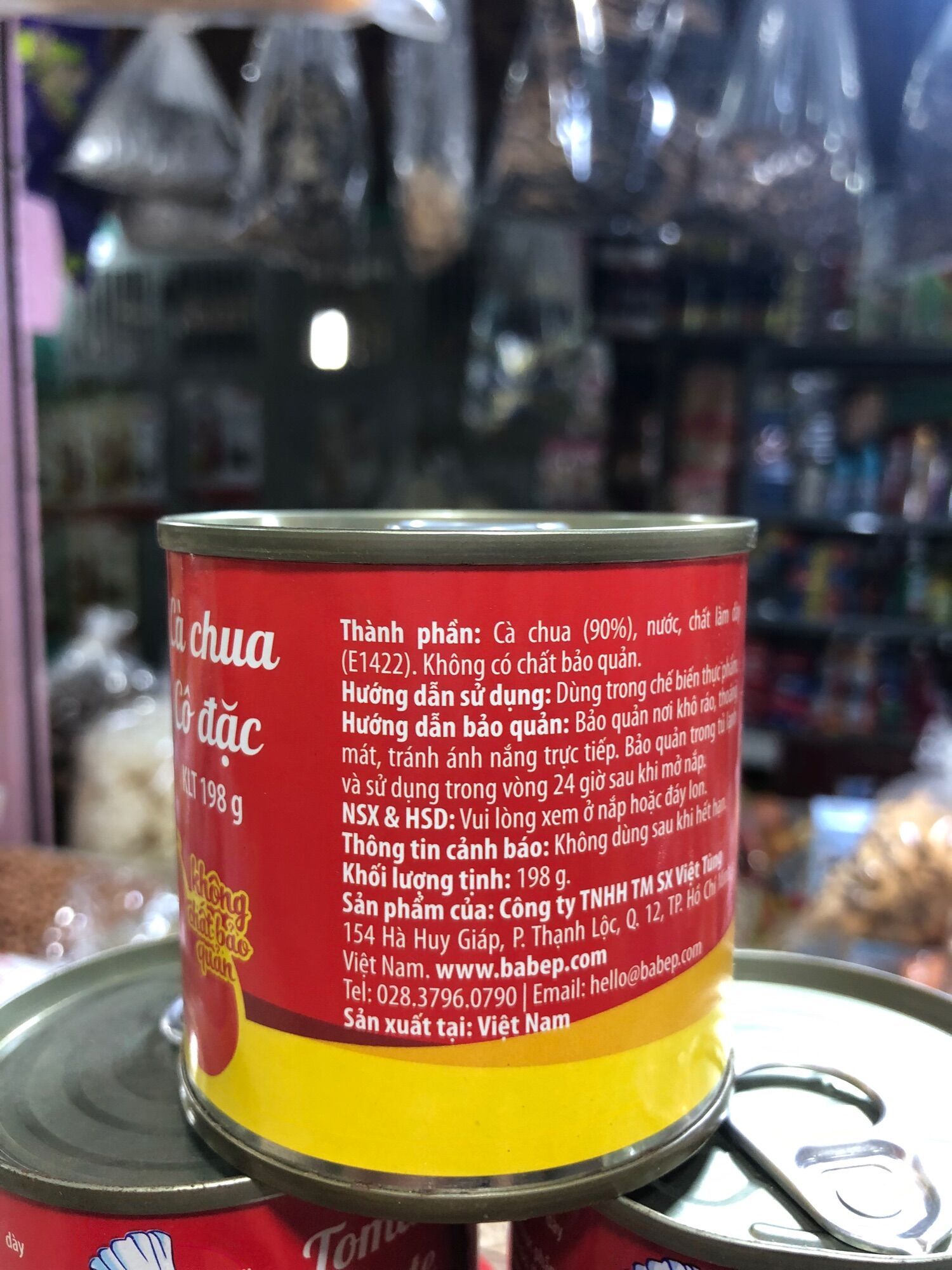 Cà chua cô đặc, cà chua lon Bà Bếp, 198gr