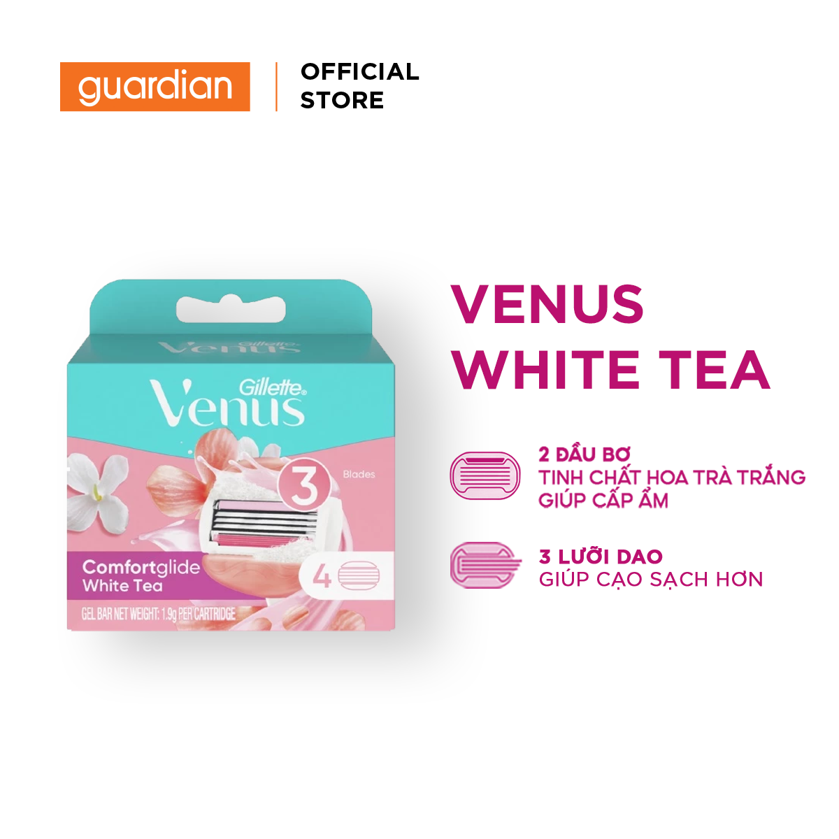  Lưỡi Dao Cạo Nữ Gillette Venus Hương Hoa Trà Trắng - Hộp 4 Lưỡi  Guardian Việt Nam 
