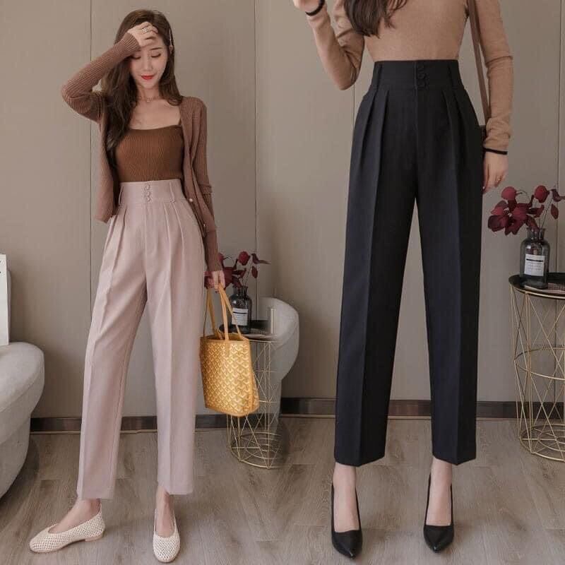 Quần cạp cao 3 cúc quần baggy công sở -quần cạp đẹp 2 màu