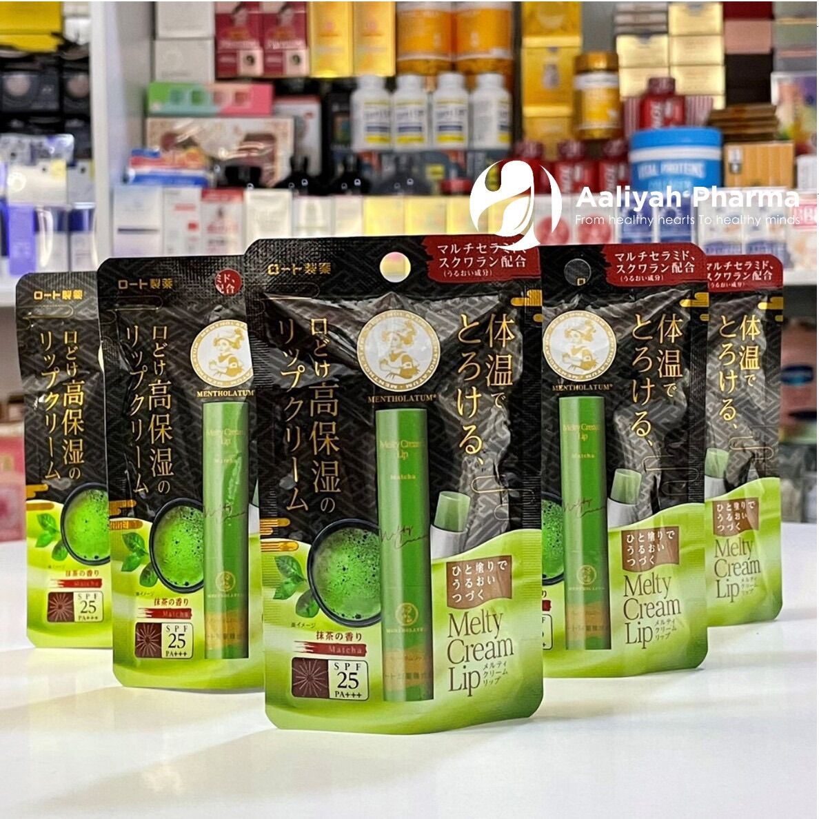 Son dưỡng môi hương Trà xanh - Mentholatum Melty Cream Lip Matcha Nhật Bản 2,4g