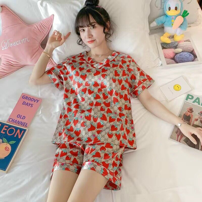Bộ ngủ lụa mặc nhà tay ngắn quần đùi