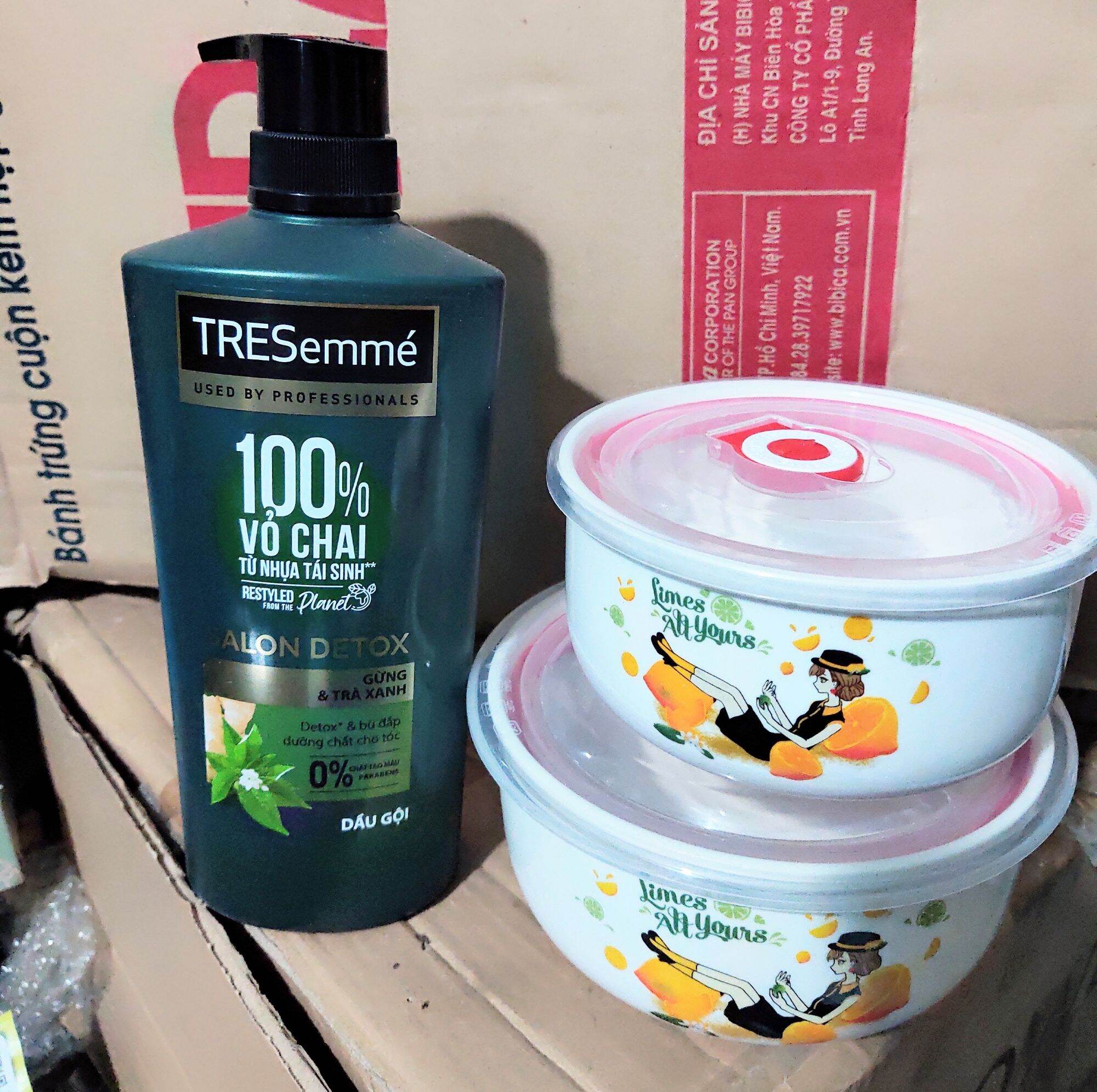 [HCM]( tặng bộ thố) Dầu gội tresemme salon dextox chai 620g màu xanh
