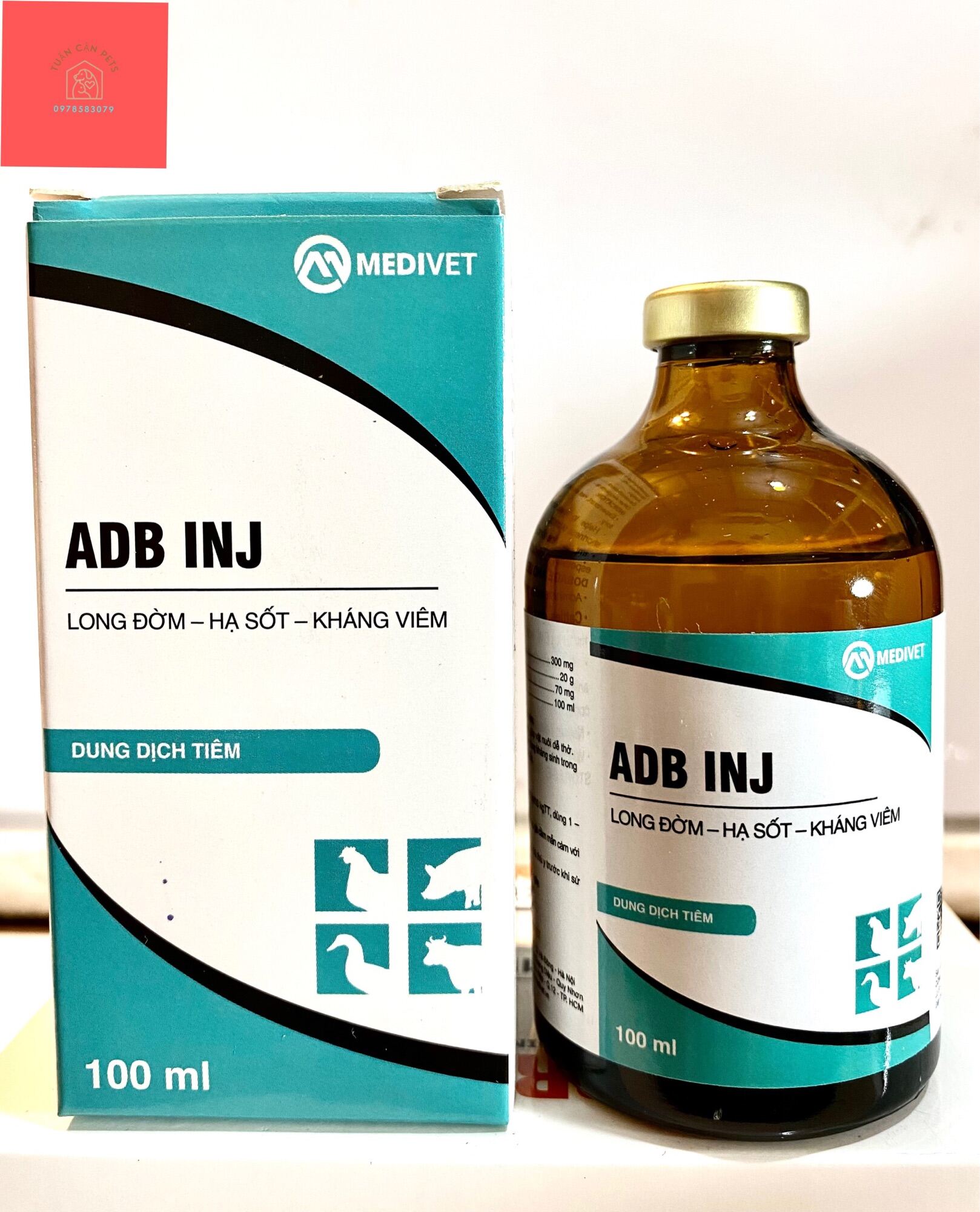 ADB (100ml) Long Đờm, Hạ Sốt, Kháng Viêm, Giảm Đau.)- ADB(100ml)+Eco Speclin(100ml) Hen khec, khò khe, phan xanh, phân trăng, phù đau