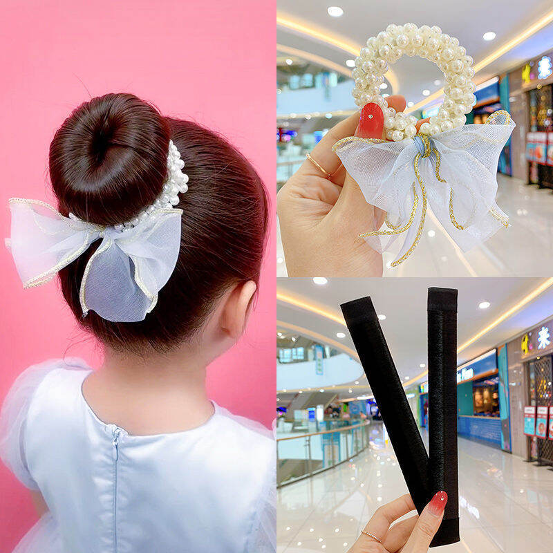 Phụ kiện tóc trẻ em dây buộc tóc ngọc trai đáng yêu tóc búi tròn dây buộc tóc nơ bướm bé gái hàn quốc phụ kiện tóc dây buộc tóc