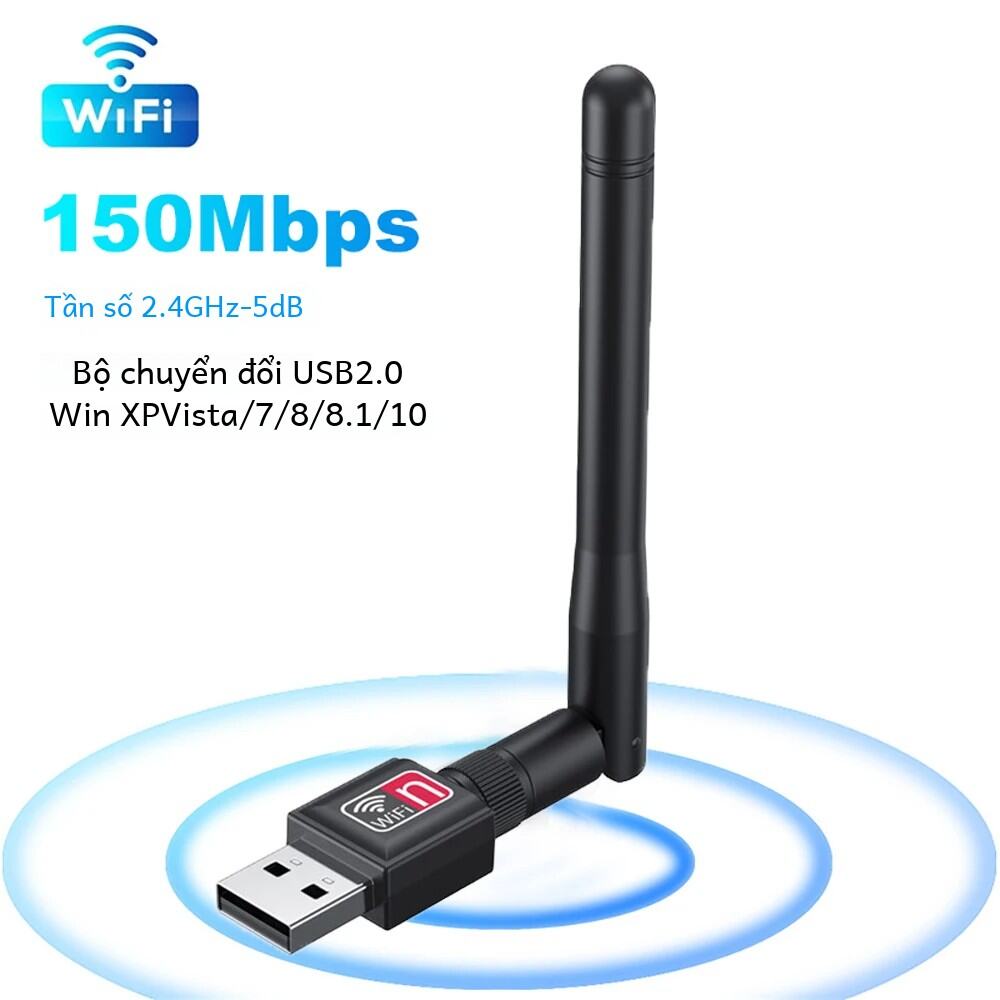 Bộ Chuyển Đổi WiFi USB Mini 150Mbps 2.4GHz Có Ăng-ten Card Mạng Không Dây 802.11n/g/b Ethernet USB Dongle LAN PC Bộ Thu WiFi