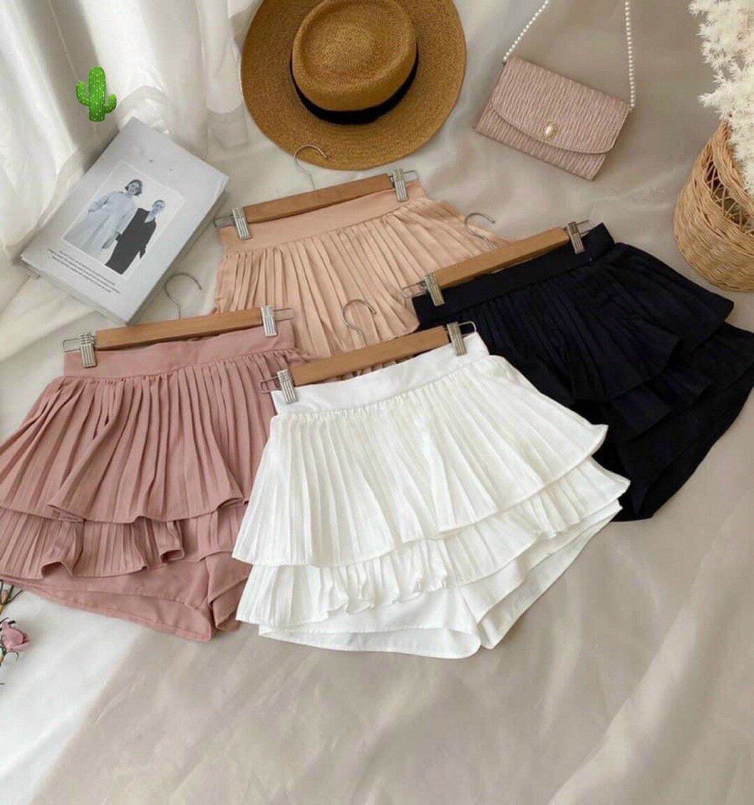 CHÂN VÁY HAI TẦNG XẾP LY NHỎ
