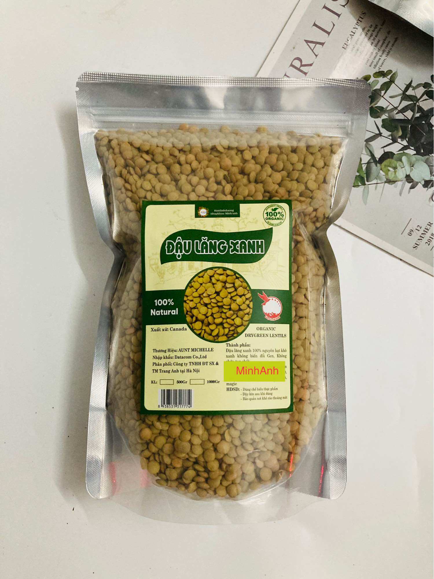 1kg Đậu lăng xanh hữu cơ Canada