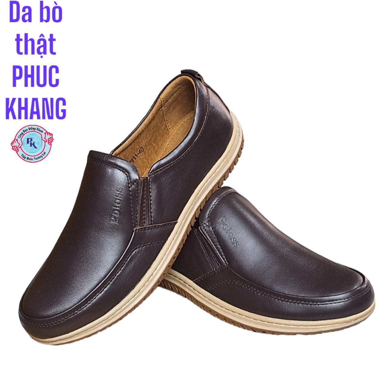 Giày lười nam da bò thật cao cấp mã 7911 nâu sang trọng