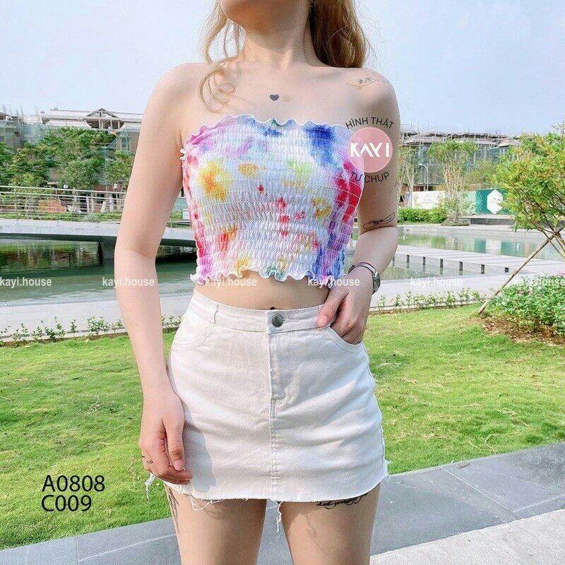 Áo ống nhún loang màu
