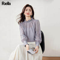 puella | Áo Blouse Dài Tay Phong Cách Pháp Có Cổ Voan Đa Năng Mùa Xuân