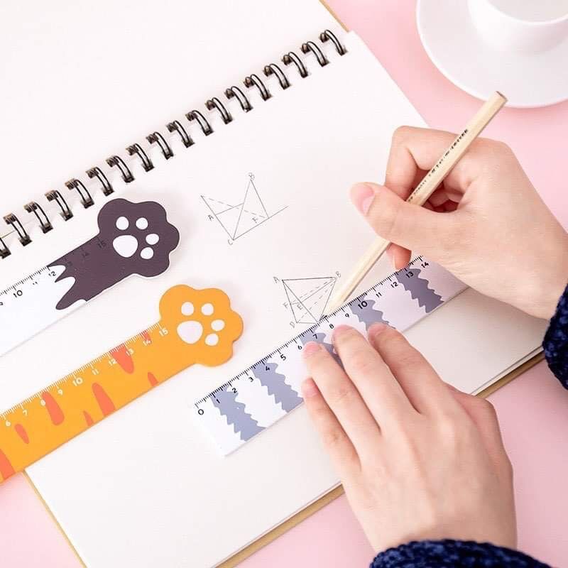 Thước kẻ gỗ chân mèo cute 15cm