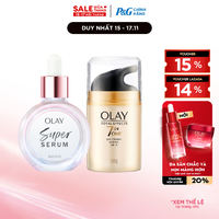 Combo 2 SUPER SERUM OLAY SỨC MẠNH TỪ 5 DƯỠNG CHẤT TRONG 1 - Chai 30ML Và Kem Dưỡng Ẩm OLAY TOTAL EFFECTS Ban Ngày 50G