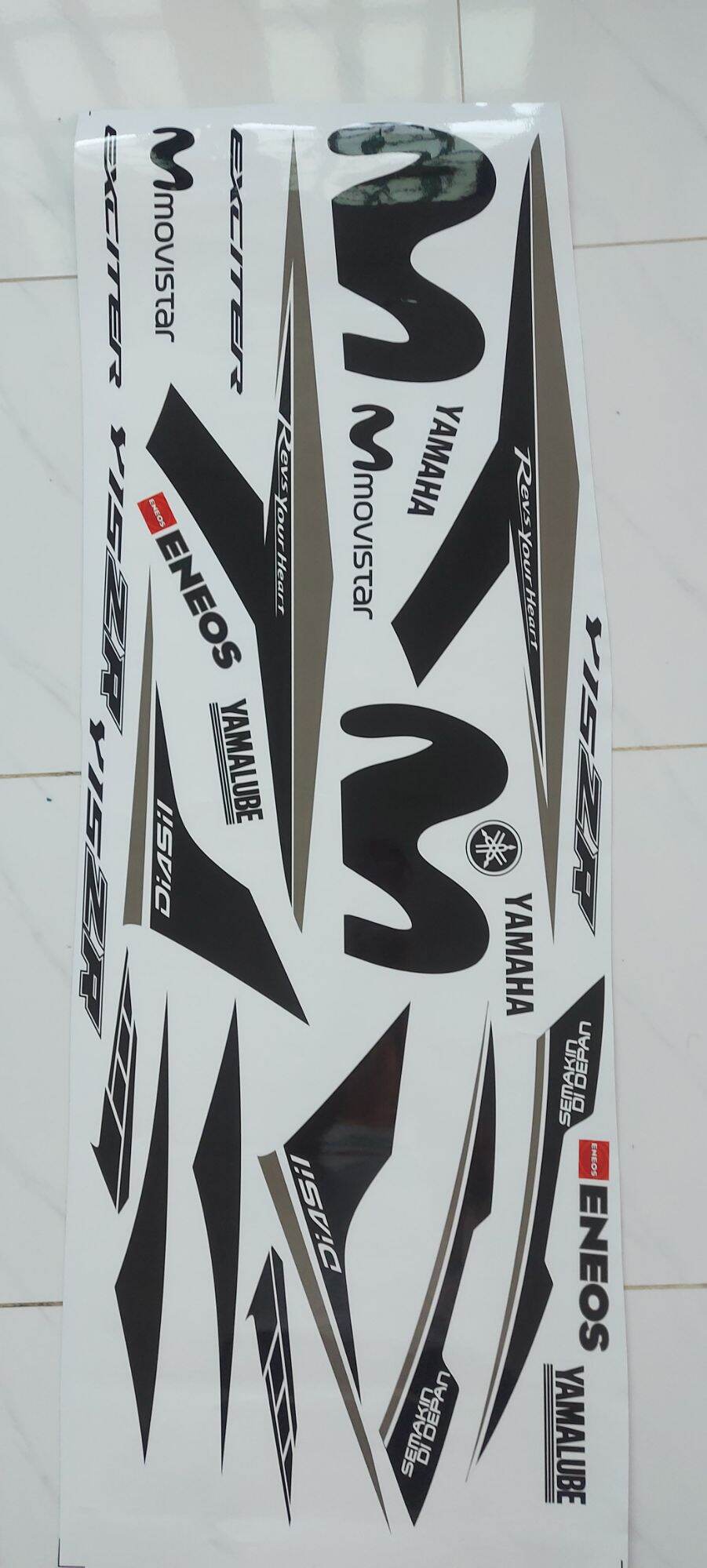Tem rời exciter 150 trắng phối đen movitar - decal ruby