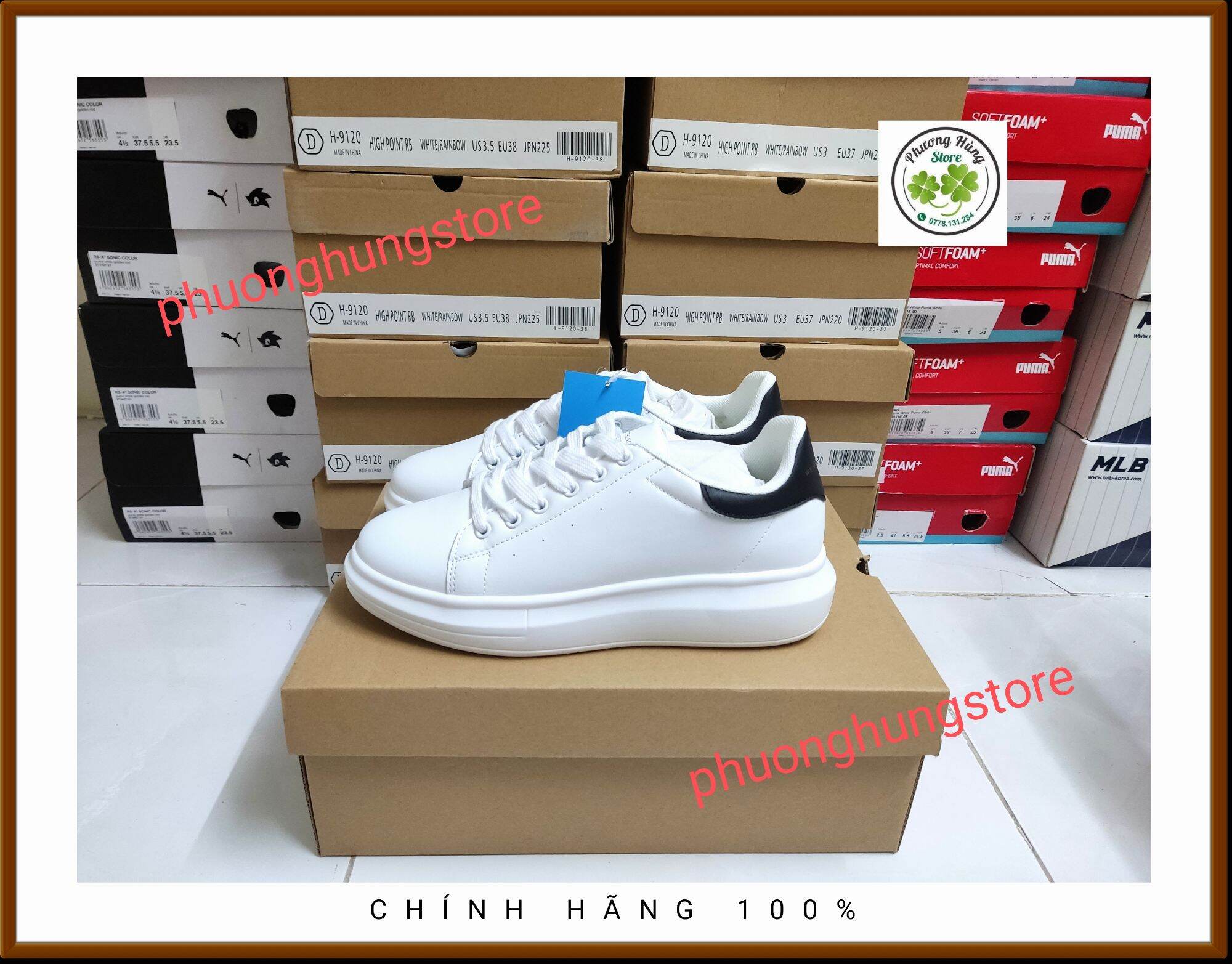 Giày sneaker thể thao domba gót đen đế cao nam nữ dáng đẹp Domba High Point H-9111 Hàn Quốc