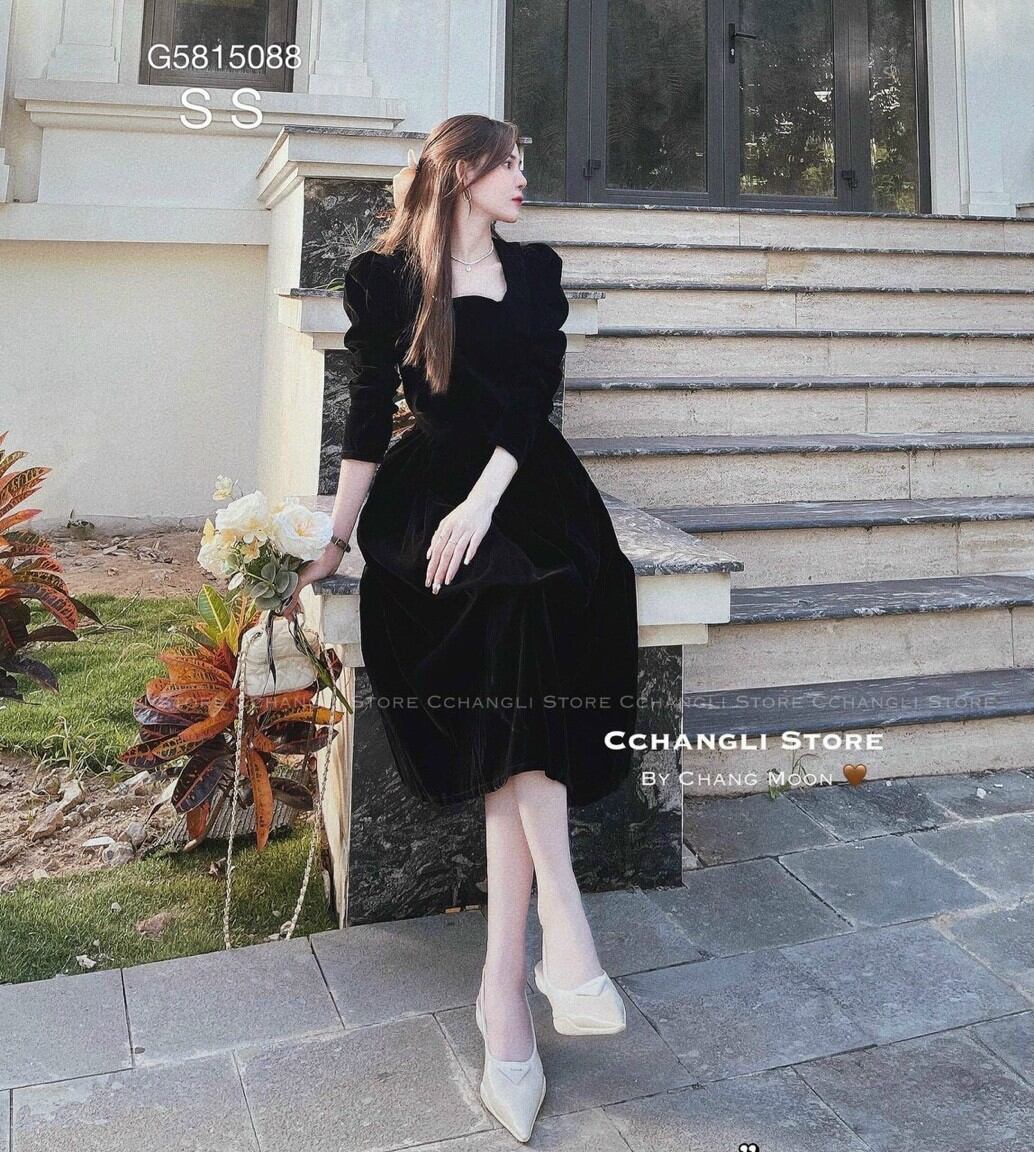Đầm midi cổ vuông TP sang chảnh