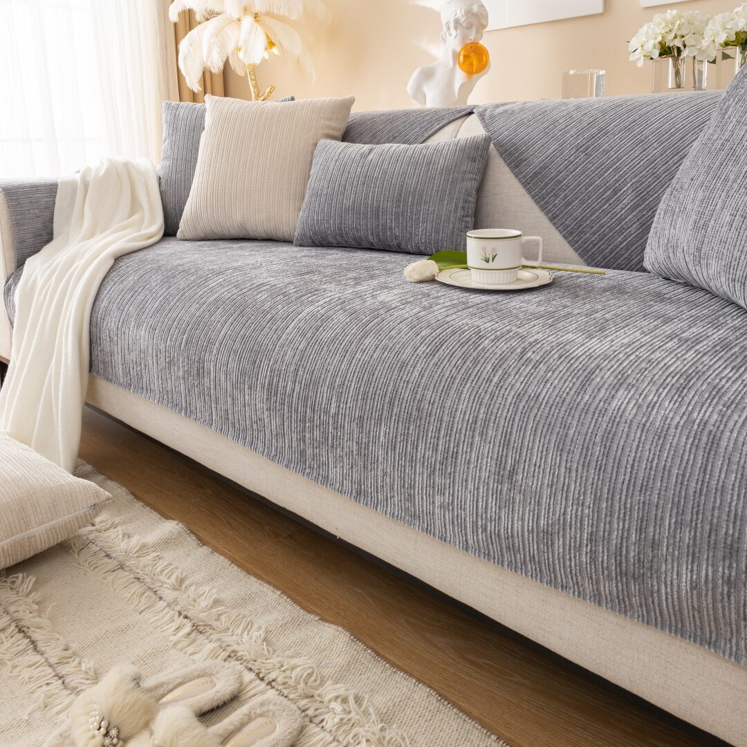 Áo Phủ Ghế Sofa Chenille Dày Họa Tiết Hình Học Chống Trơn Trượt Dùng Được Bốn Mùa Chất Liệu Polyester.