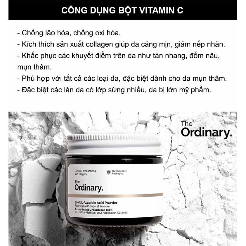 Bột Vitamin C The Ordinary 100% L Ascorbic Acid Power 20g