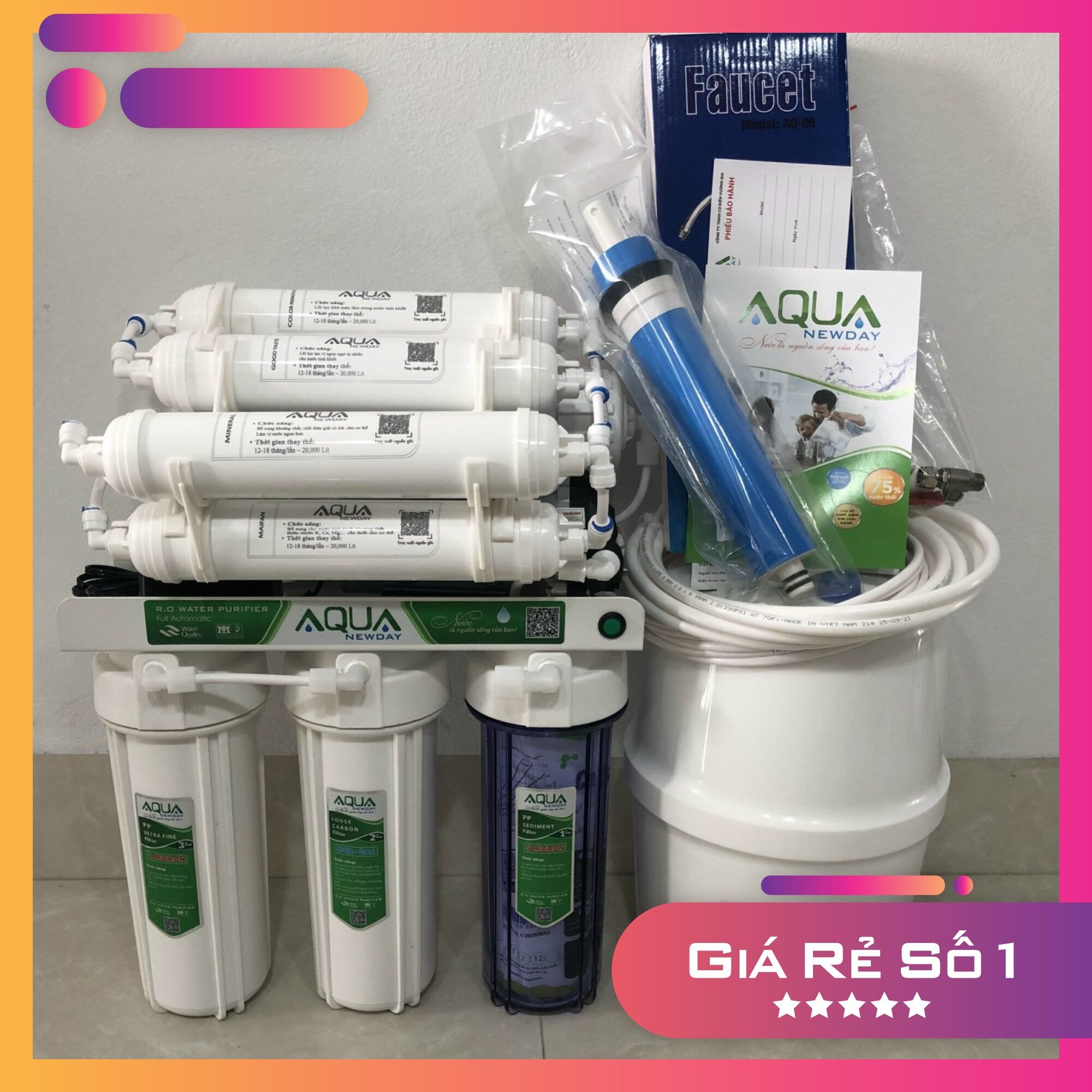 Máy lọc nước RO AQua 9 cấp không tủ để gầm