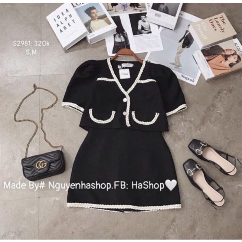 [Shop bigsize nữ 50kg-90kg] Set áo vest mix chân váy A - SV808