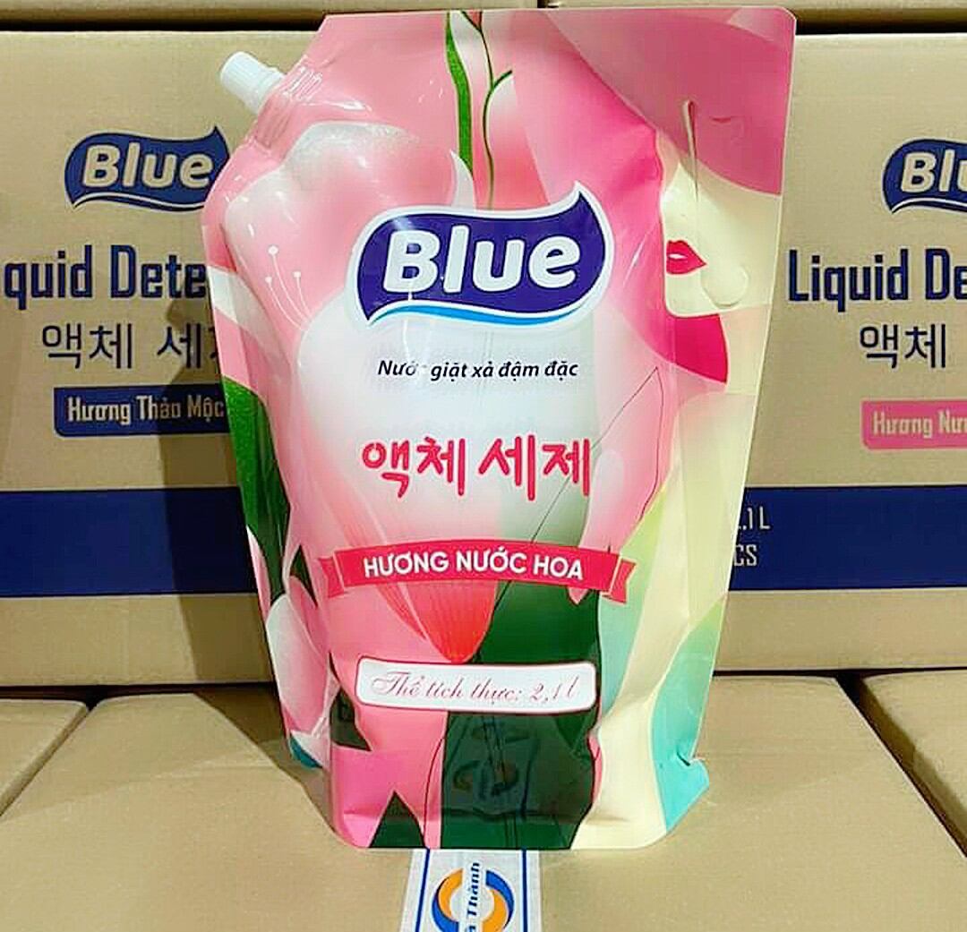 Nước giặt xả blue 2000ml công nghệ hàn quốc 2 trong 1 hương hoa hồng