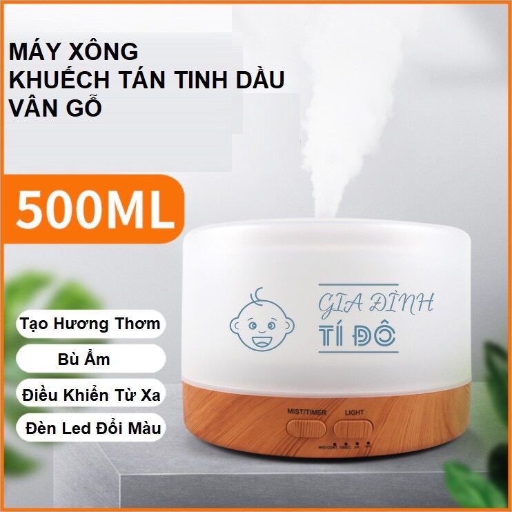 [HCM]Máy Khuếch Tán Tinh Dầu Sử Dụng Công Nghệ Khuếch Tán Siêu Âm Có Remote Điều Khiển Từ Xa Dung Tích 500Ml Có Đèn Led 7 Màu