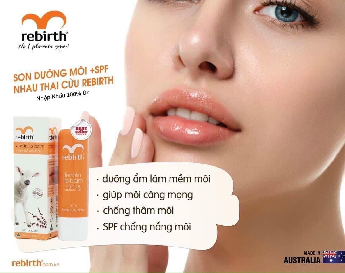 Son Dưỡng Môi Không Màu nhau thai cừu Rebirth 3,7g Úc