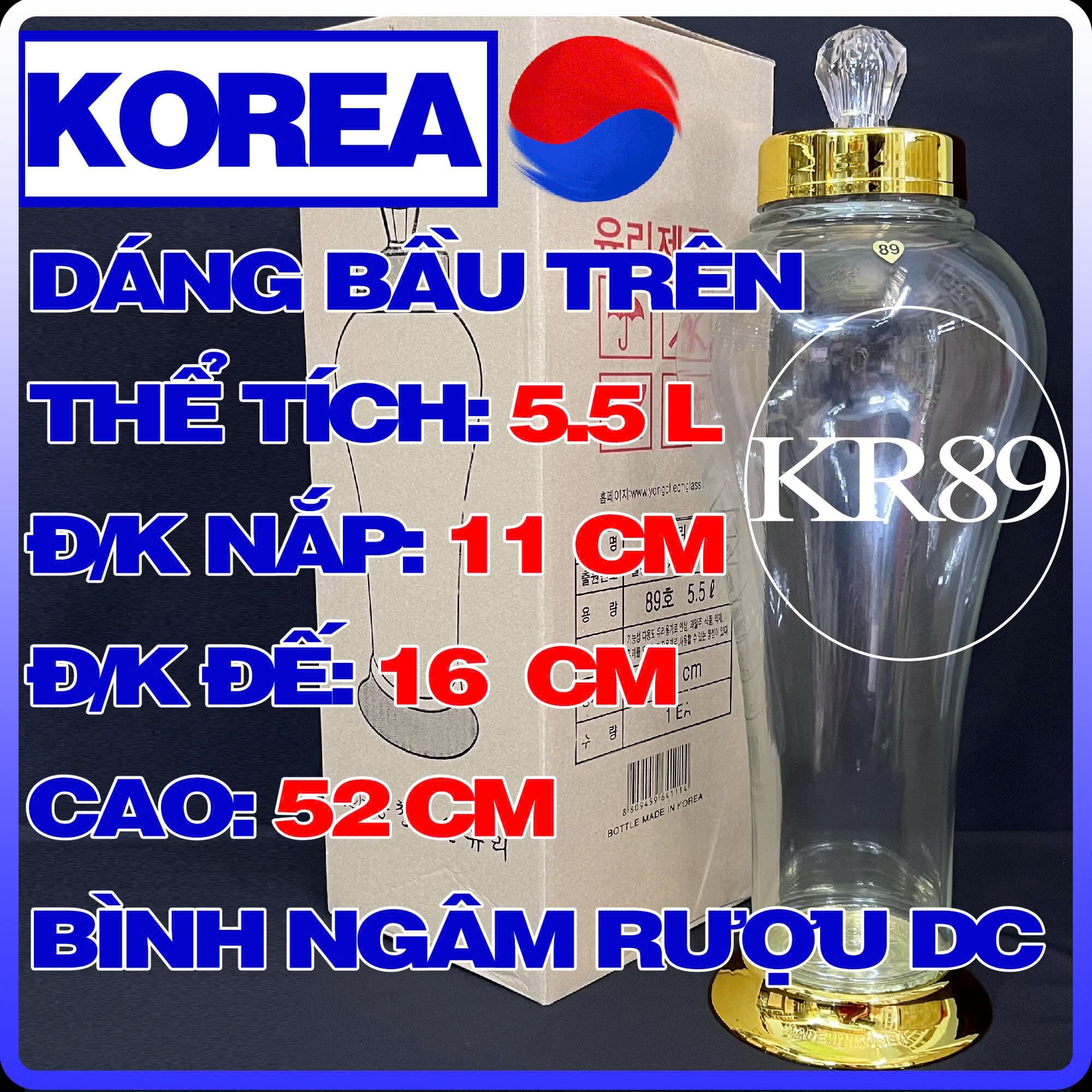 Bình Thuỷ Tinh Hàn Quốc Yongcheon BẦU TRÊN 3L / 3.5L / 4.5L / 5.5L