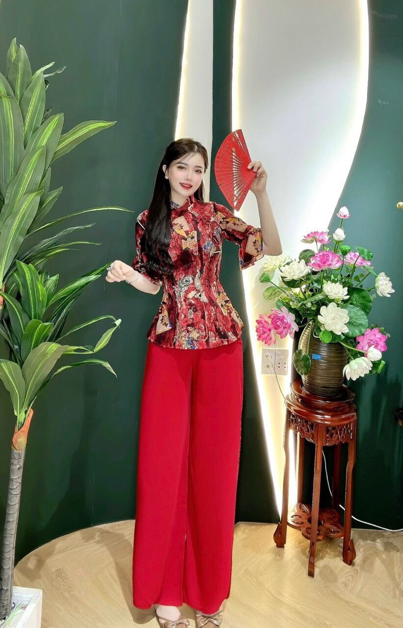 Bộ bà ba lụa Mango cổ tàu