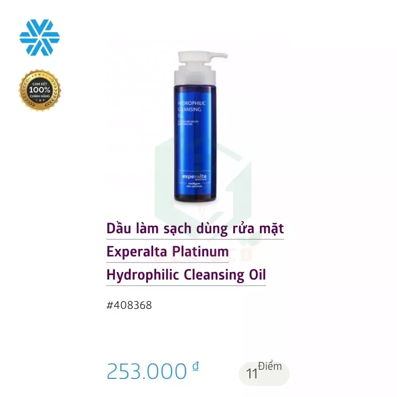 Dầu làm sạch dùng rửa mặt Experalta Platinum Hydrophilic Cleansing Oil