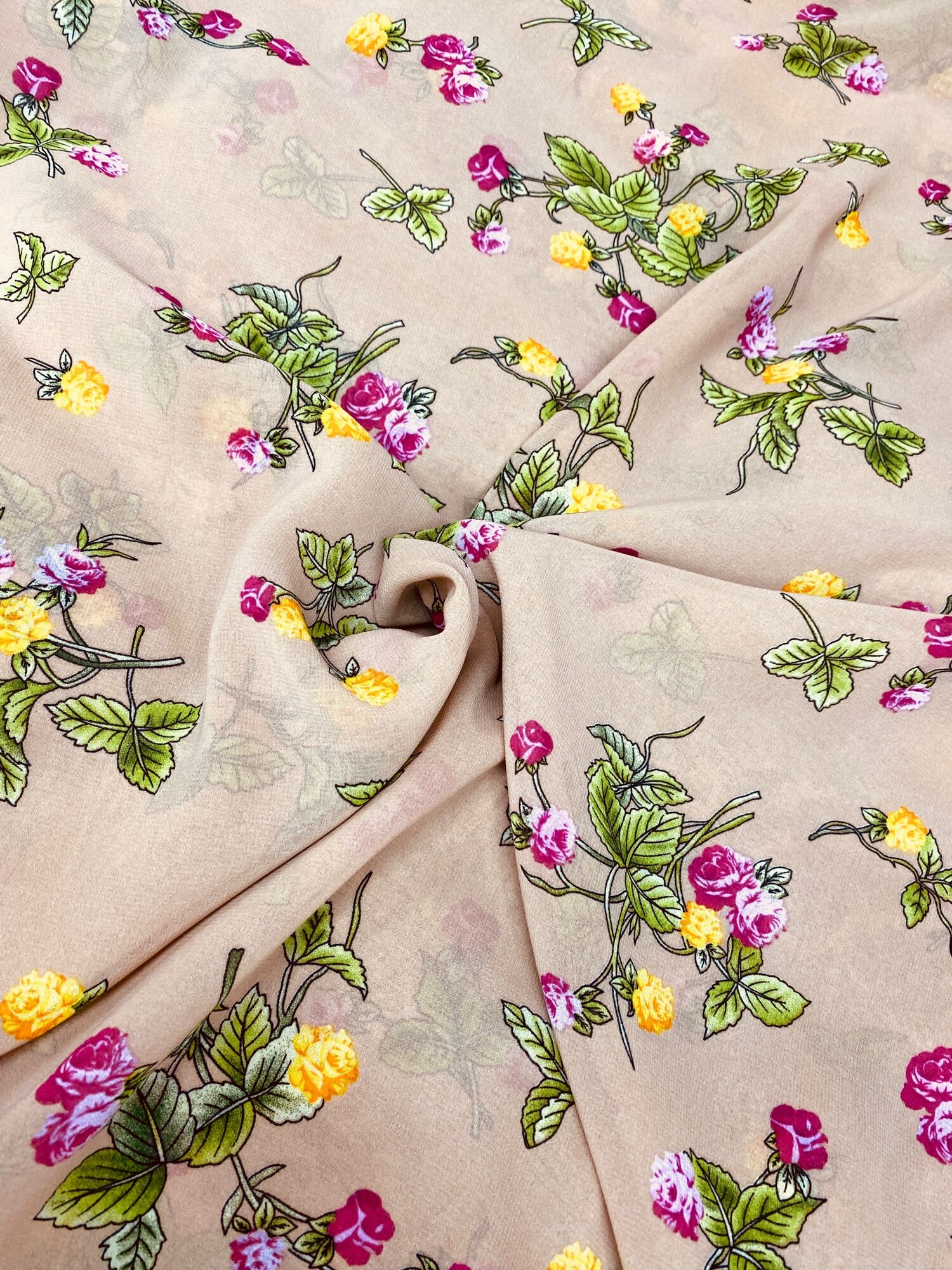 Vải voan chiffon hoa đều MS1016