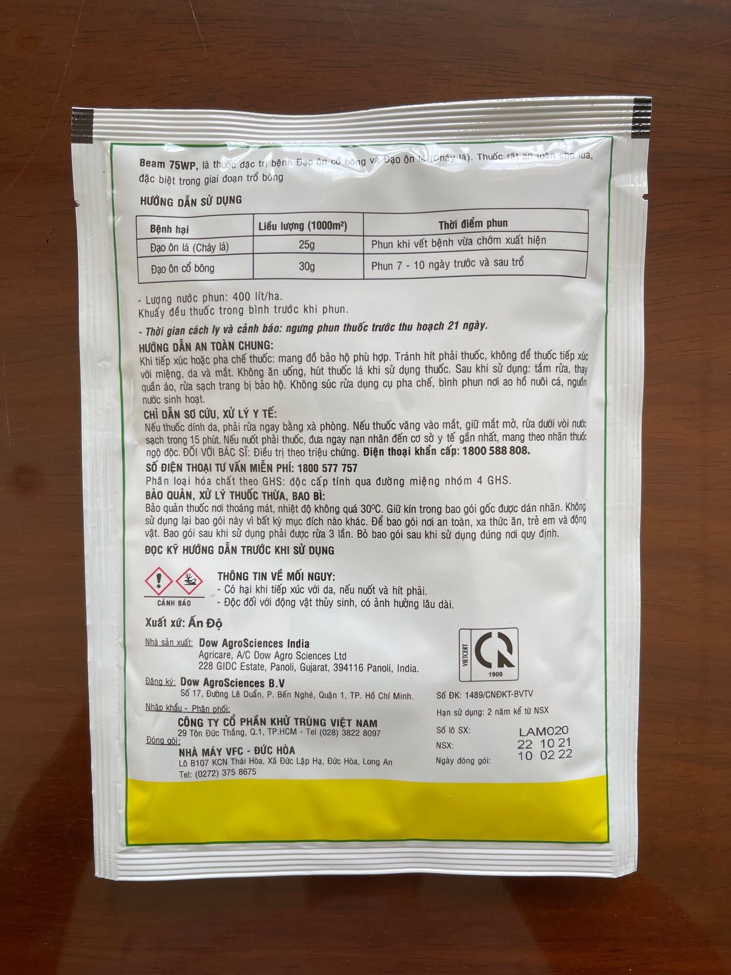 Thuốc trừ bệnh cây Beam 75WP 75gr