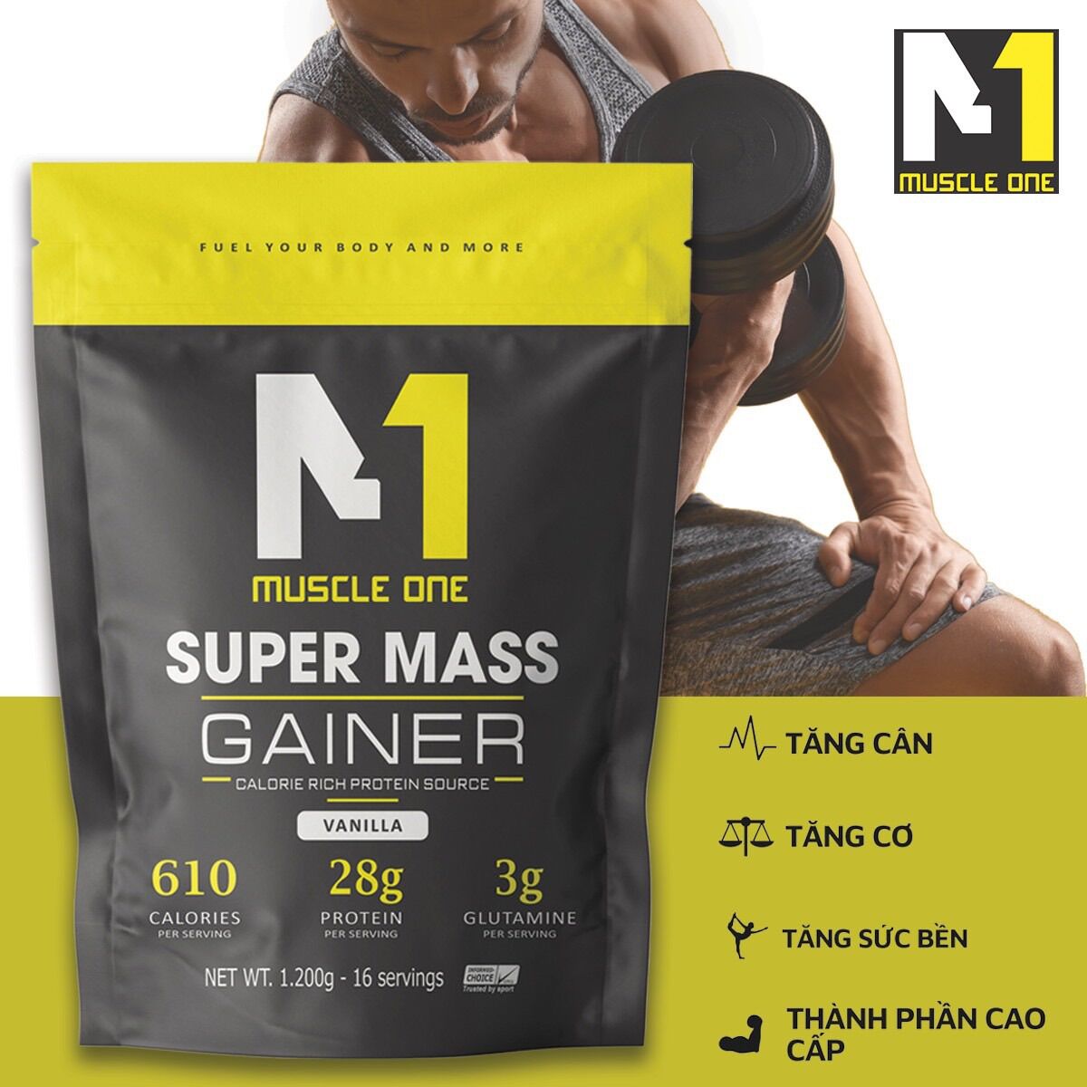ComBo 3 Túi Sữa Tăng Cân Super Mass M1 + Quà Tặng