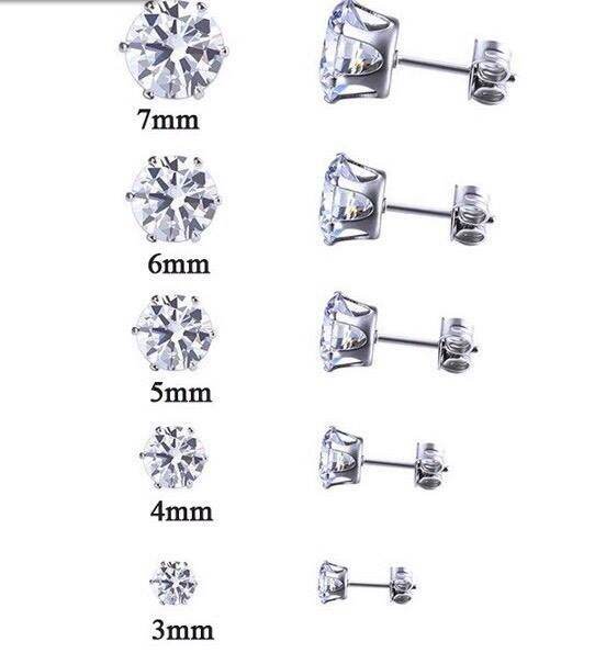 Khuyên tai nụ hạt đá inox nhiều size không gỉ sét - Hoa tai nụ Unisex hạt đá đen trắng LINDO