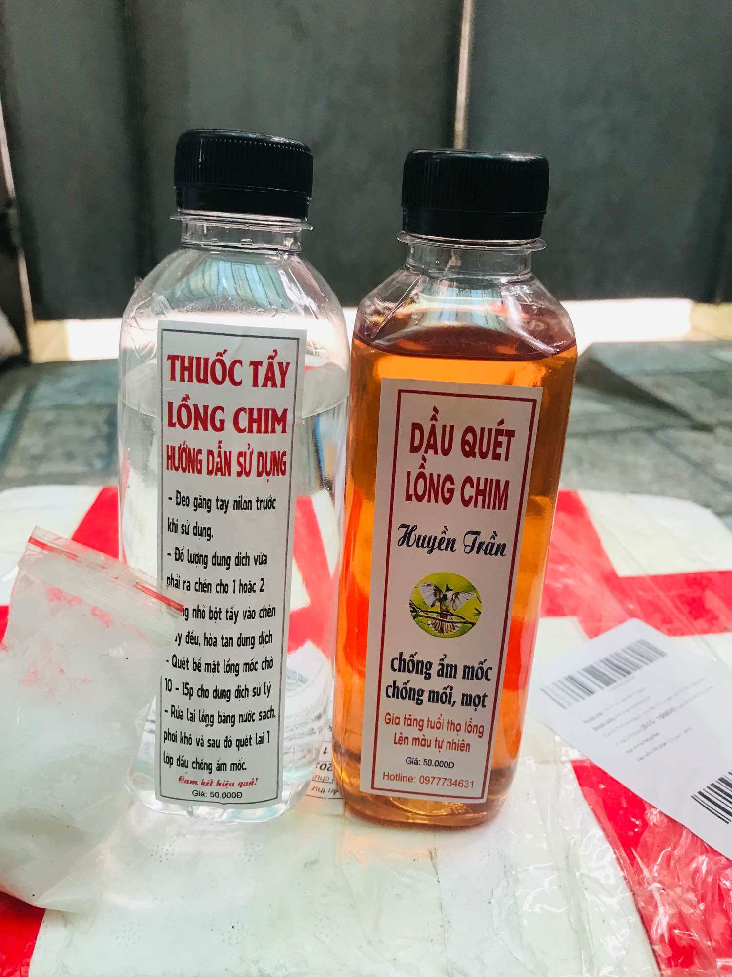 Combo tẩy mốc +dầu quét lồng chim