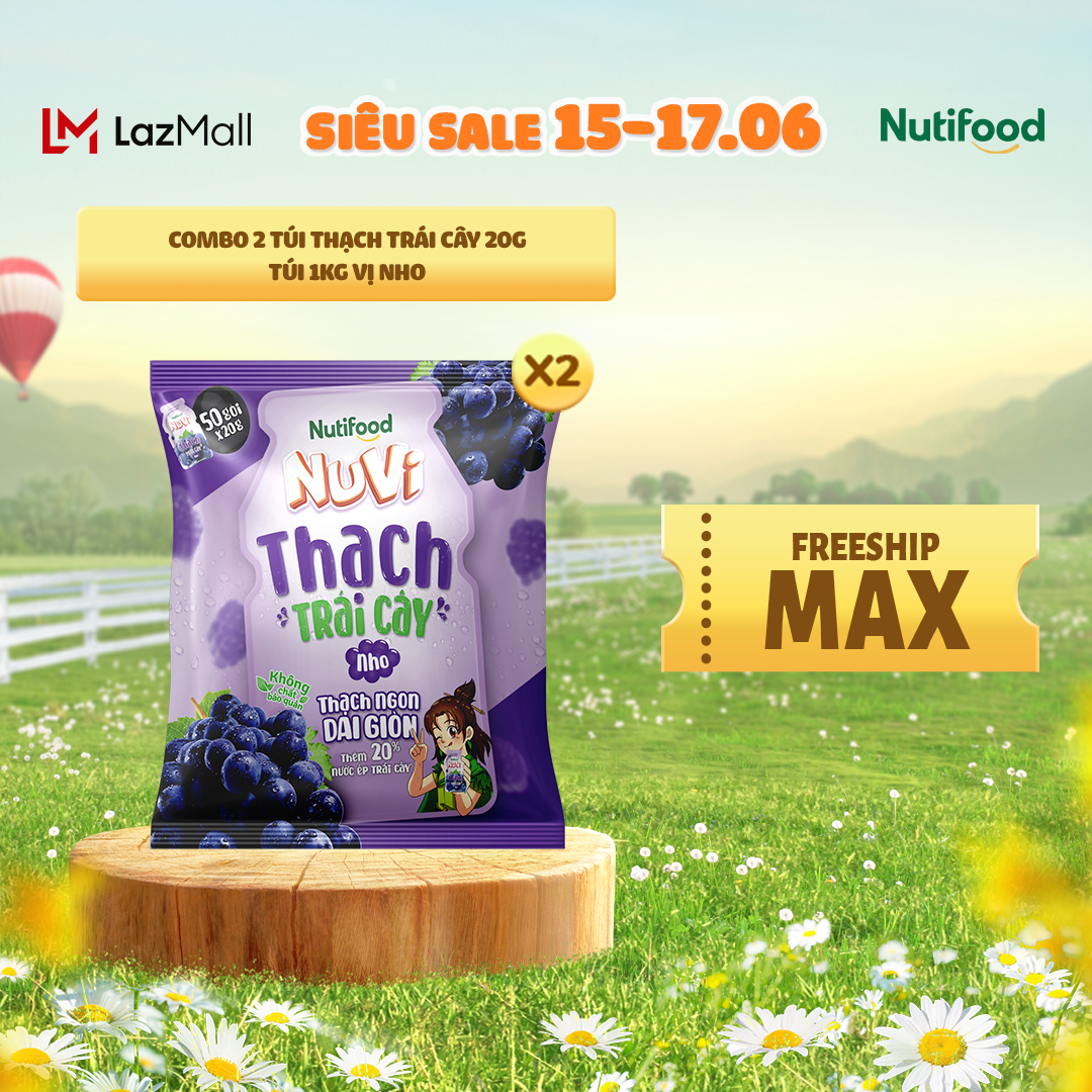 Combo 2 túi thạch trái cây nuvi 1000g x 2