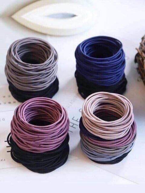 Combo 100 dây thun cột tóc co giãn giao nhiều màu