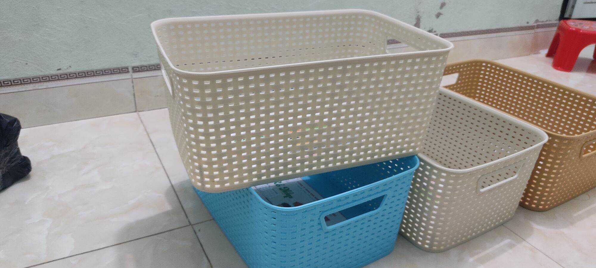 RỔ ĐAN GIẢ MÂY CÓ NẮP ĐẬY Kích thước 39 *29.5 *22 cm