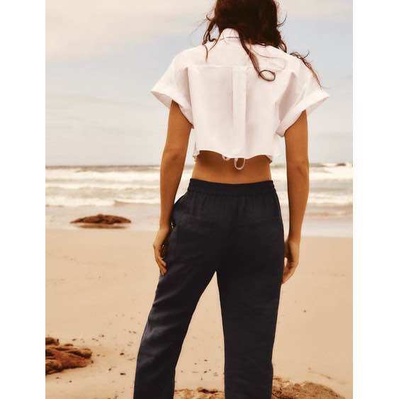 Áo Zara Sơ Mi Lụa Tay Ngắn Dáng Rộng croptop