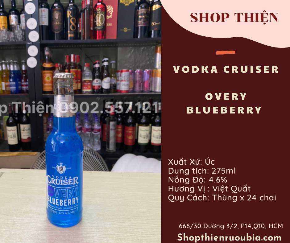 Nước Trái cây lên men có cồn Vodka Cruiser 4,5% 275ml- Overy Blueberry - Vị Việt quất