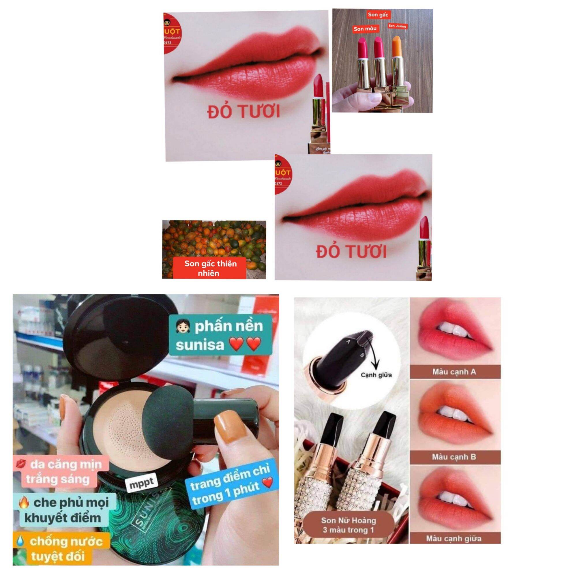 combo 1 phấn  1 son lì kim cương . 1 son gấc