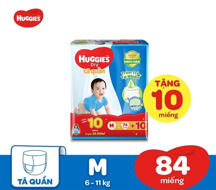 Tã quần huggies dry tràm trà tự nhiên ngừa hăm hiệu quả size m/l/xl/xxl