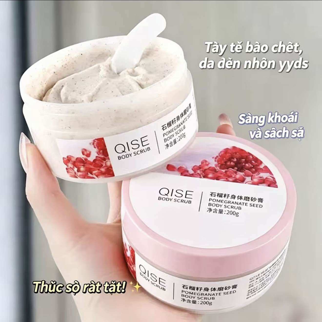 QISE BODY SCRUB Tẩy tế bào chết da đến nhọn yến đà Sáng khoái và sạch sành Thức sợi rất tốt!