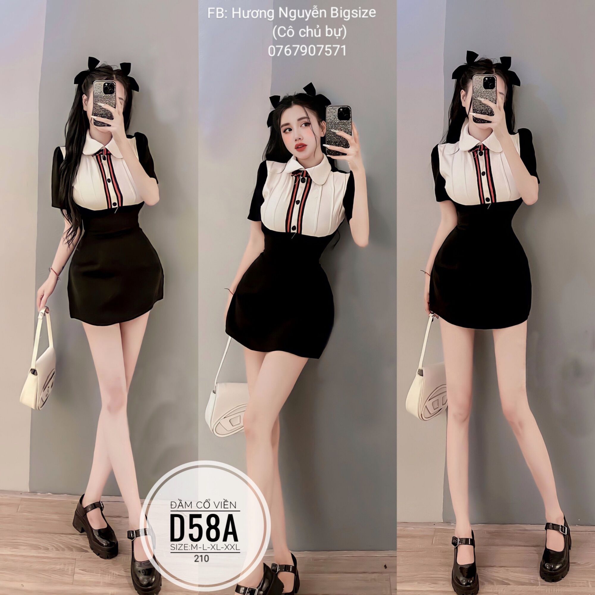 50-90kg bigsize đầm cổ viền d58a