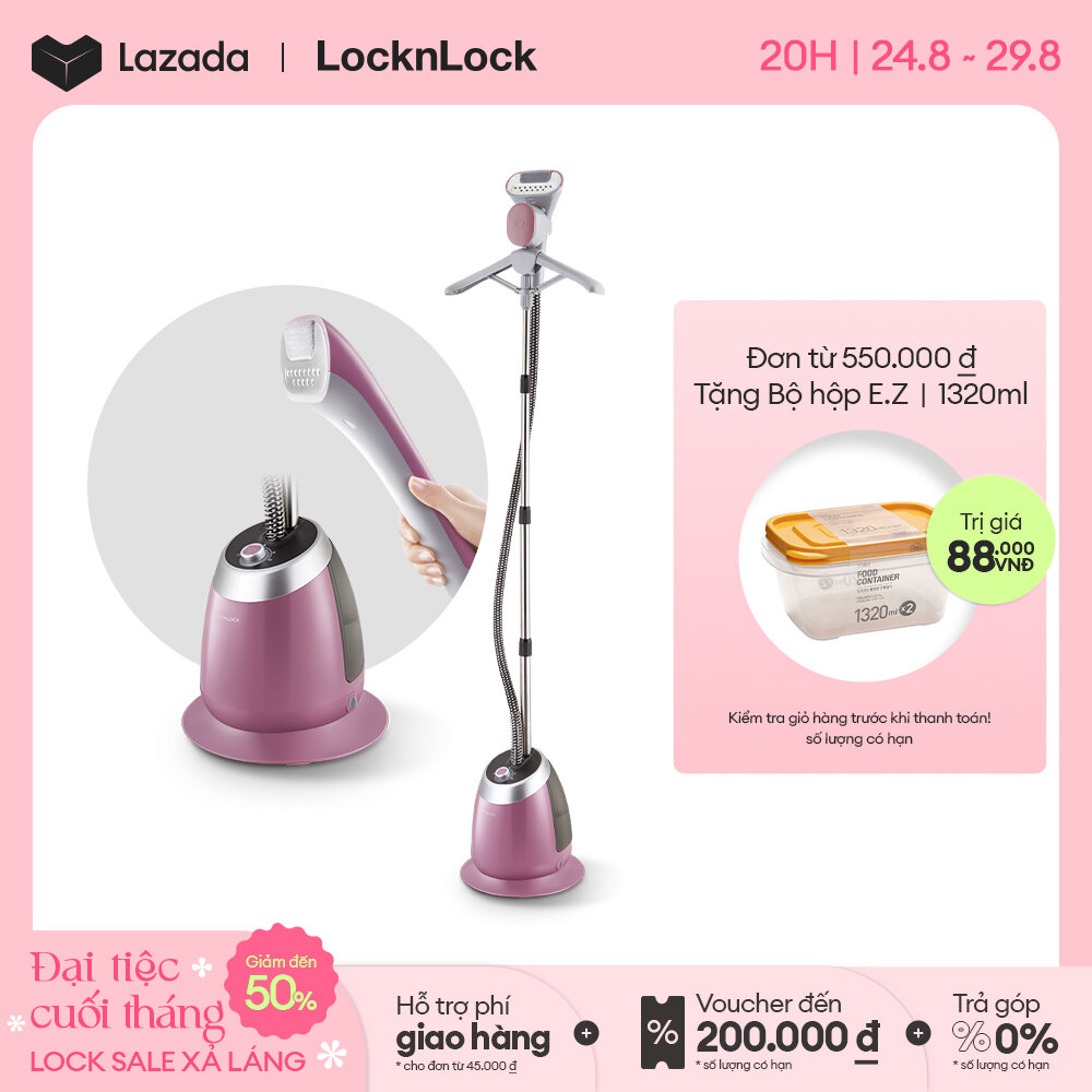 ENI211 - Bàn là hơi nước dạng đứng Lock&Lock (1.4L /1580W) - 4 mức hơi nước, An toàn với mọi loại vải, Có thể gấp gọn Hàng chính hãng Bảo hành 2 năm