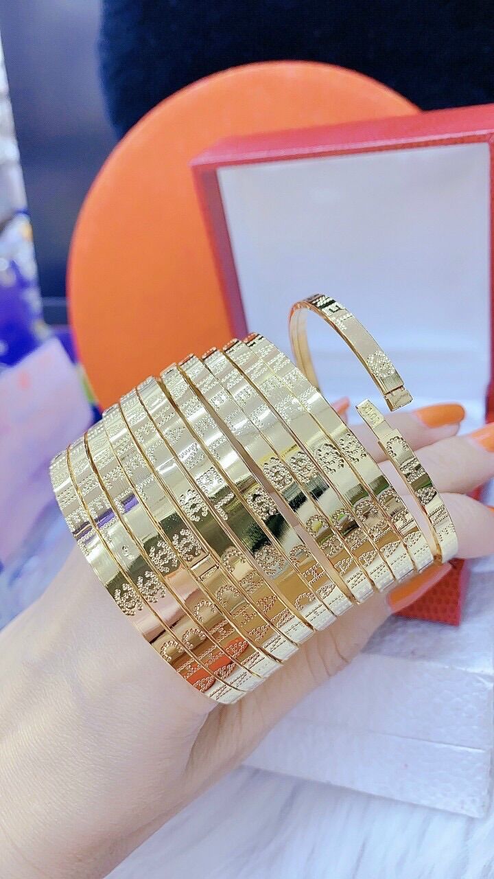 Vòng ximen mạ vàng 18k cao cấp chạm chữ khoá lưỡi gài bộ 7 chiếc mẫu mới về