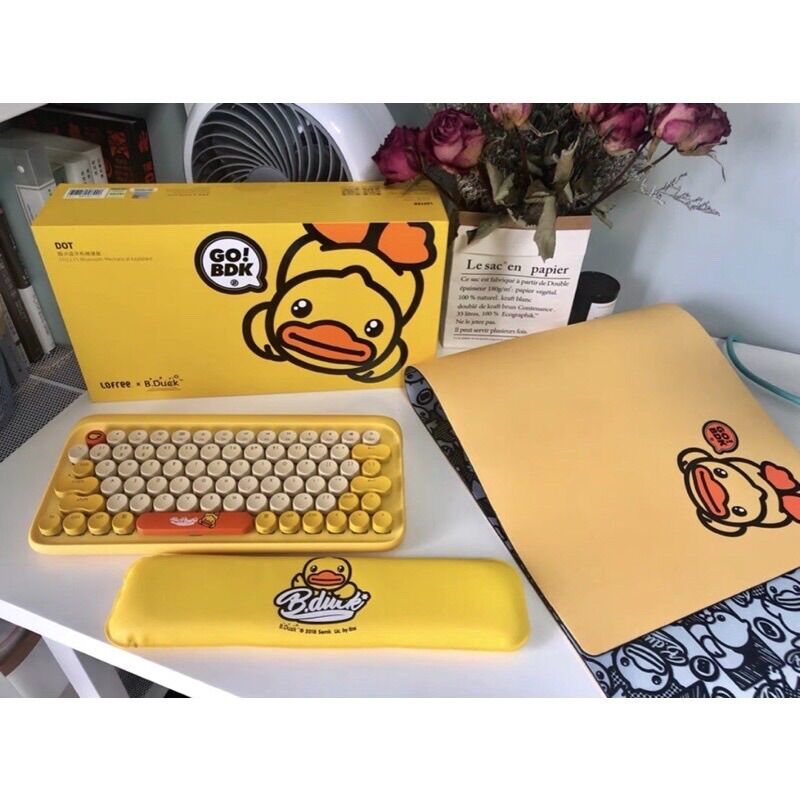 Bàn phím cơ Bluetooth Lofree vàng BDUCK pastel chính hãng (có thể mua combo bàn phím+chuột+máy tính)