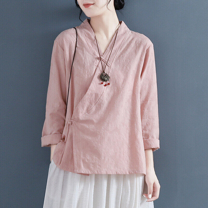 Áo Sơ Mi Hanfu Phong Cách Mới Mùa Xuân Hè 2022 Áo Vest Pha Lanh Cotton Cổ Điển Phong Cách Trung Hoa Cổ Điển Dành Cho Nữ