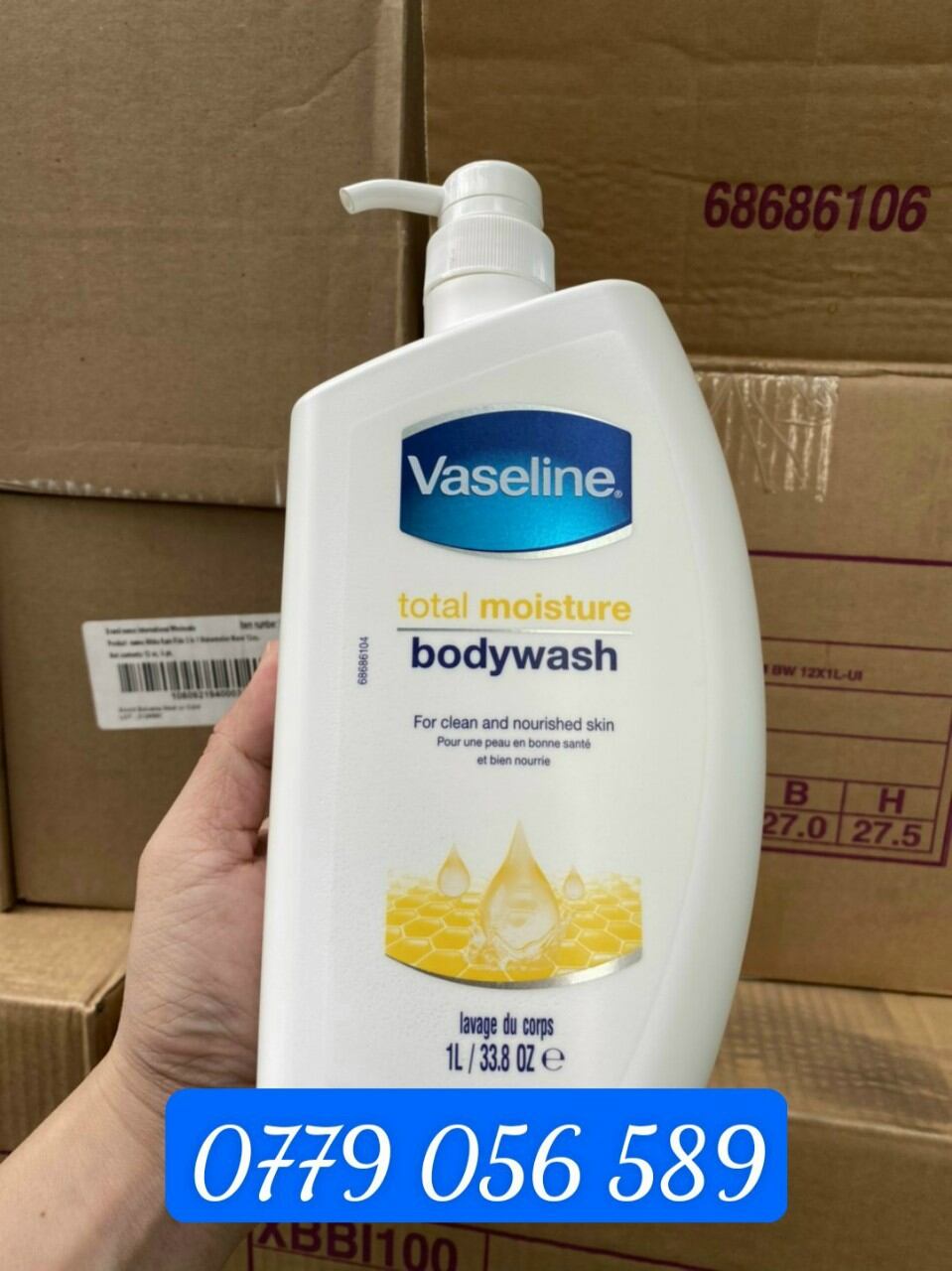 Sữa tắm trắng da, dưỡng ẩm Vaseline total moisture 1 lít .