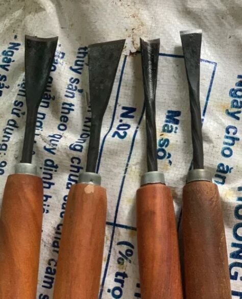 Bộ 4 cây đục bonsai cây cảnh sáo diều mài sắc gồm đục cong điêu khắc