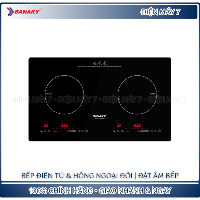 Bếp Đôi Điện Từ Hồng Ngoại Sanaky VH-2500HGT - Mặt Kính Ceramic Chịu Lực Tốt